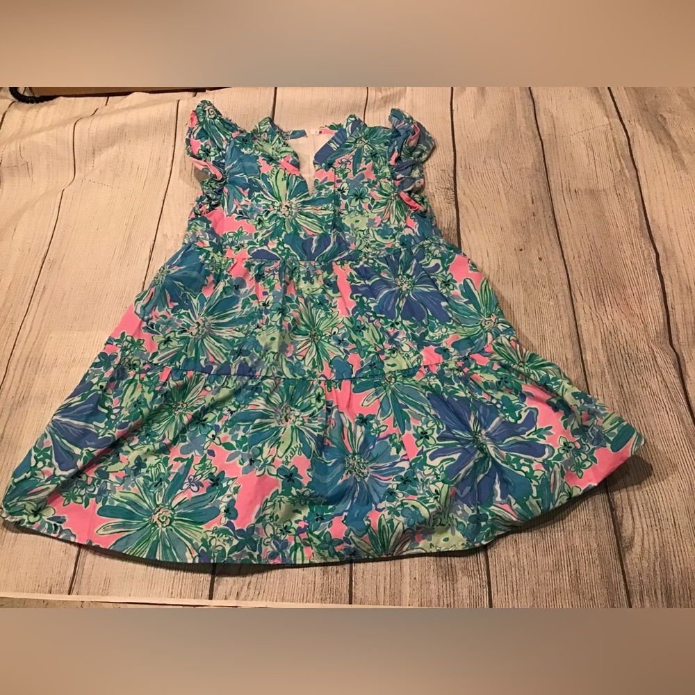 Lilly Pulitzer Pink Floral Ruffle Sleeveless Sundress